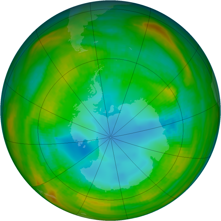 Antarctic ozone map for 10 August 1983
